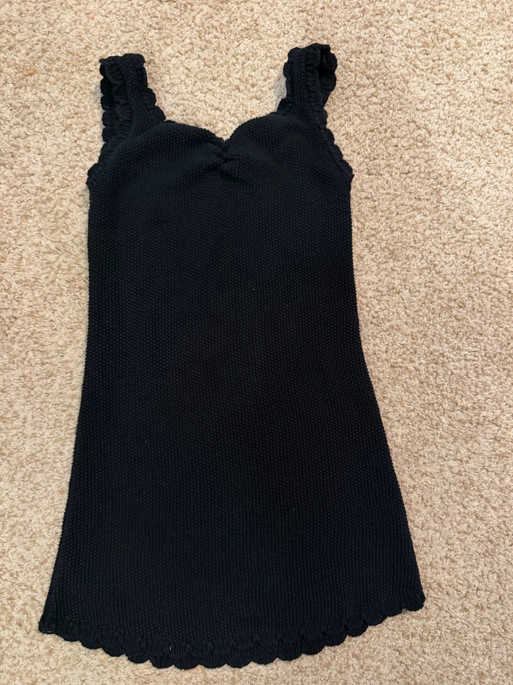 art class Black Knit Scallop-Trim Tank